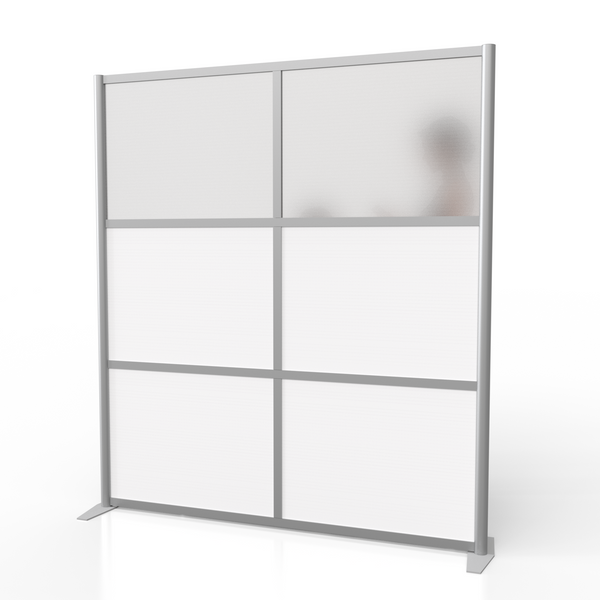 68" wide x 75" high Office Partition Room Divider, White & Translucent Panels