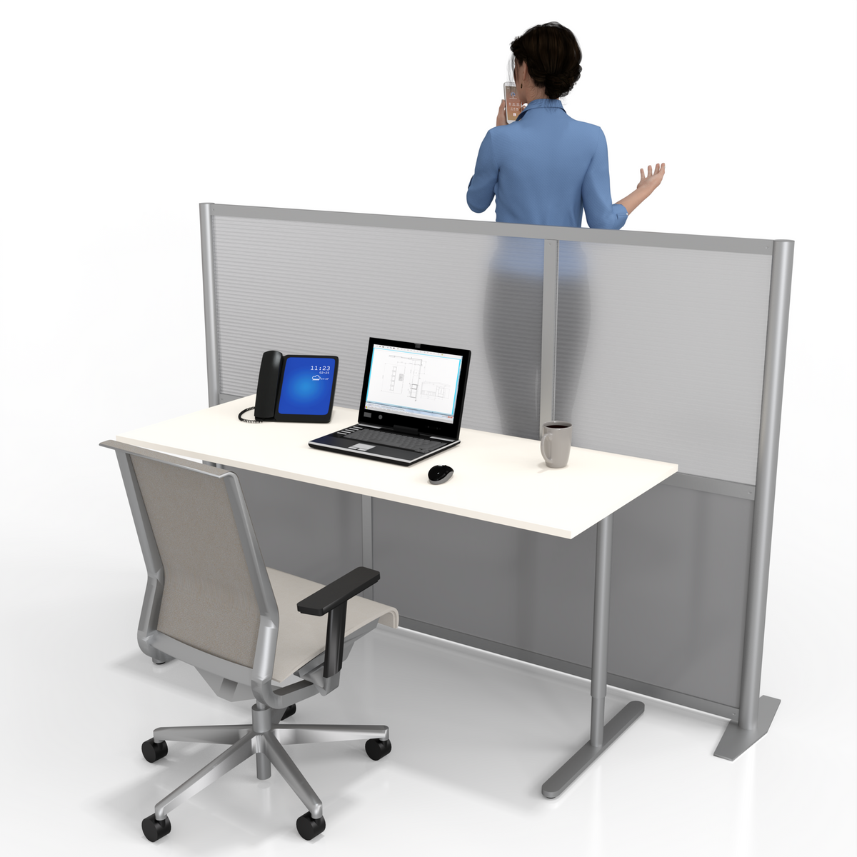 Mobile Acrylic Office Divider | Modern Office Partition | SAPslim Cubicle Collection | 9 x 65H