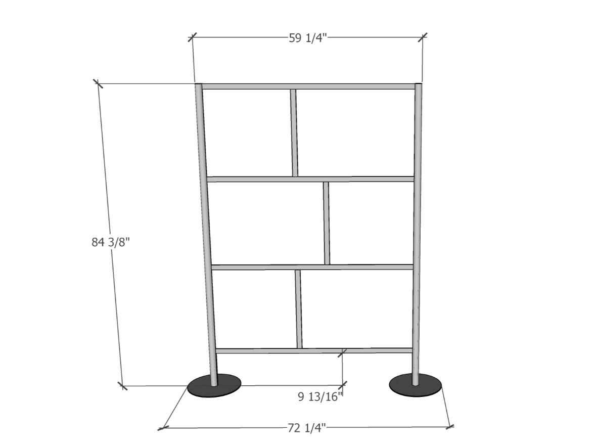 Room Divider Partition, White & Translucent 60" wide x 84" high iDivide Modern Room Dividers