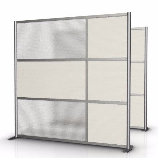 75" wide by 75" tall Office Partition with White & Translucent Panels