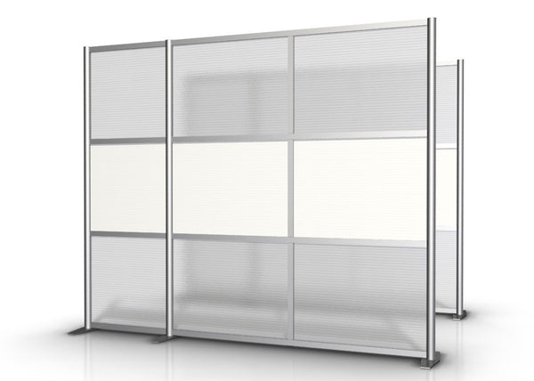 92" wide by 75" tall office partition with White & Translucent panels