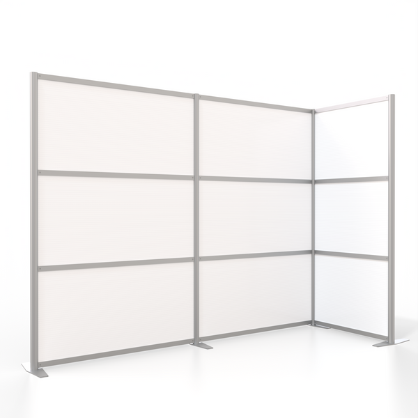 100"L x 35"W x 75" high -  L-Shaped Office Partition, White Panels