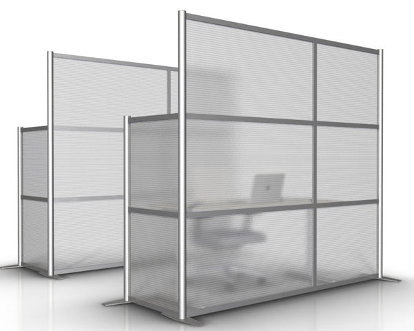 L-Shaped Office Partition, 75" x 27" x 75" & 51" high with translucent panels