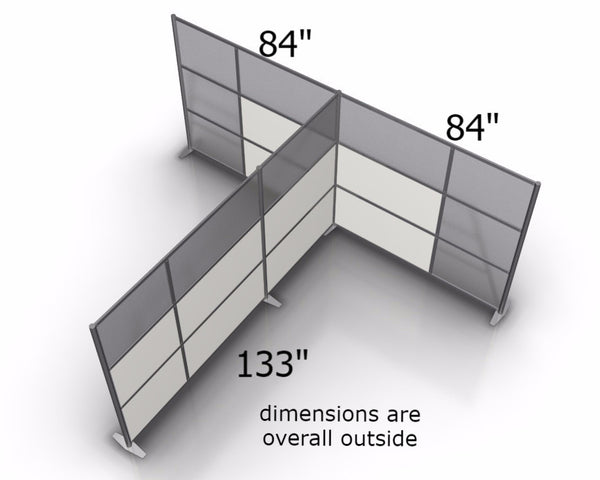 T-Shaped Office Partition 133" x 84" x 84", top view