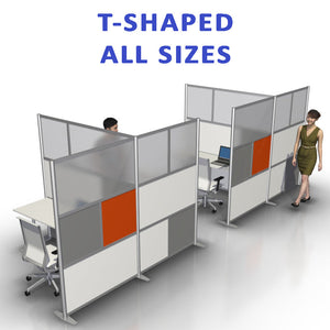 T-Shaped office partitions products collection. Modular Room Partition System to divide offices, desks, healthcare facilities, to divide rooms. Room dividers for offices, office cubicles, partition walls.