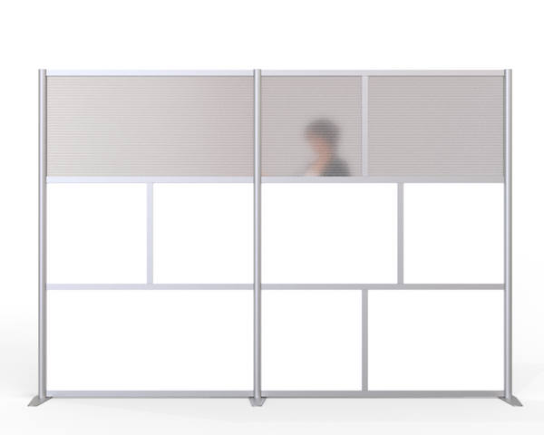 108" wide x 75" high Room Divider, Hammered Translucent & White Opaque Panels