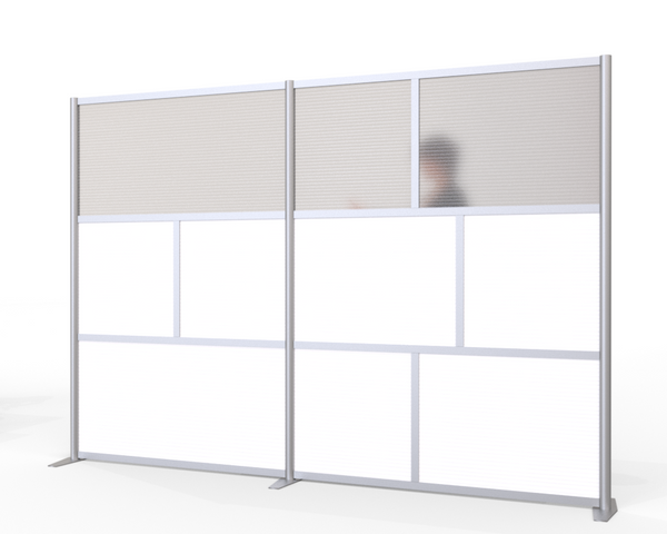 108" wide x 75" high Room Divider, Hammered Translucent & White Opaque Panels