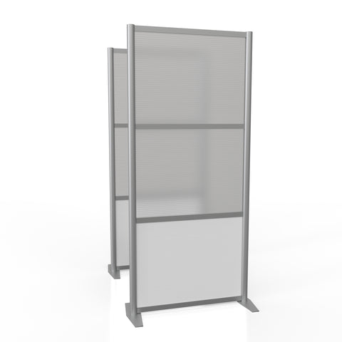35" wide x 75" high Room Partition Desk Divider, White & Translucent Panels
