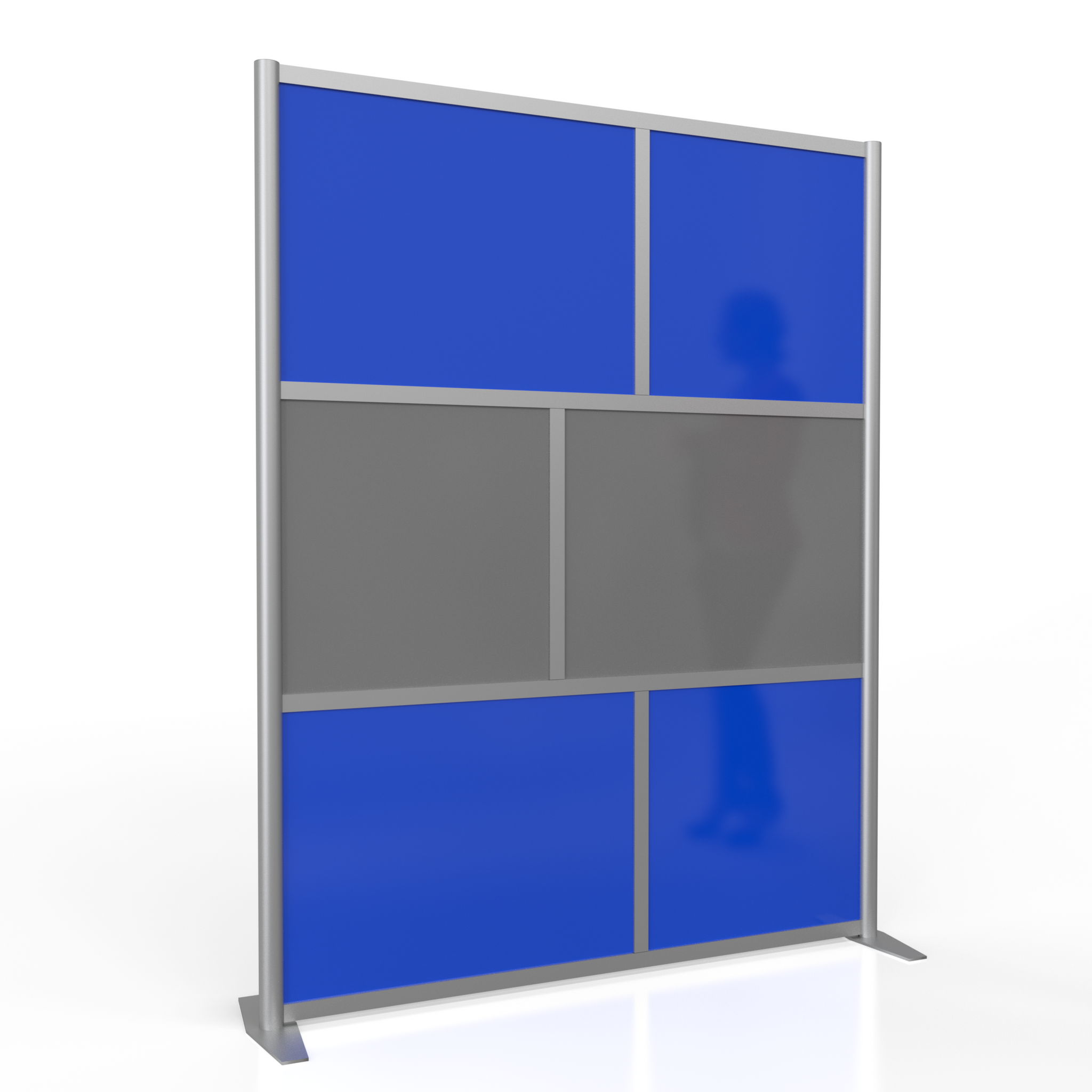 60" wide by 75" high Office Partition Desk Divider, Blue and Gray Panels