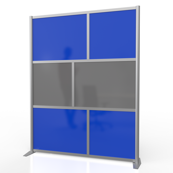 60" wide by 75" high Office Partition Desk Divider, Blue and Gray Panels