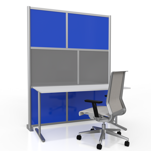 60" wide by 75" high Office Partition Desk Divider, Blue and Gray Panels