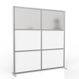 68" wide x 75" high Office Partition Room Divider, White & Translucent Panels