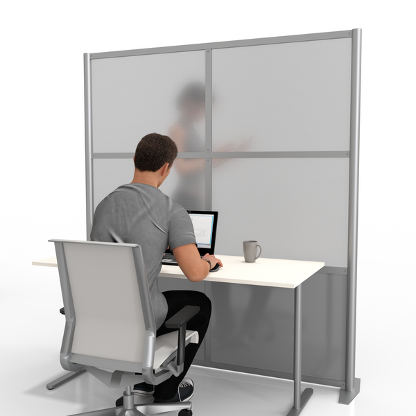68" wide x 75" high Office Room Divider, Translucent Twin Wall & Gray Gloss Plexiglas Panels