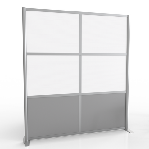 68" wide x 75" high Office Room Divider, White Twin Wall & Gray Gloss Plexiglas Panels