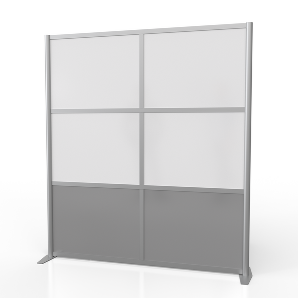 68" wide x 75" high Office Room Divider, White & Gray Gloss Panels