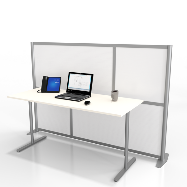 75" length x 51" high Modern Office Partition, White Panels, Model #SW7551-2