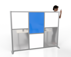 75" wide x 58" high Room Partition, Blue, White & Translucent Panels