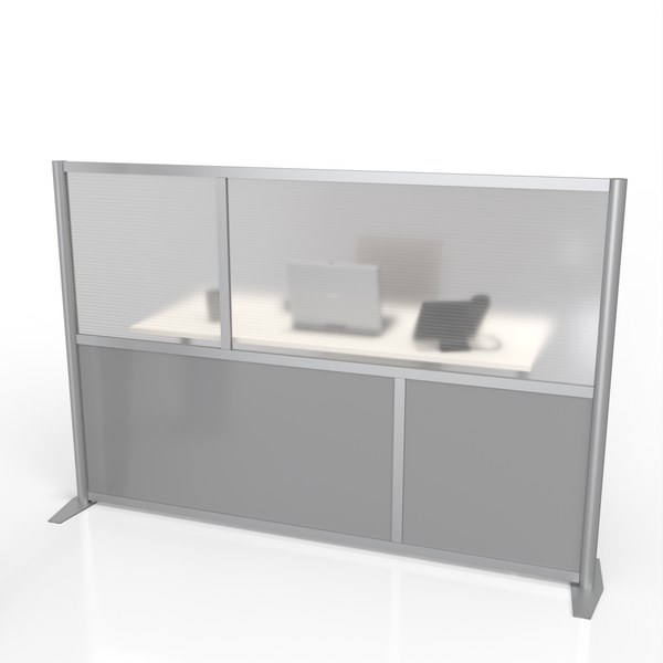 75" wide x 51" high Modern Office Partition Desk Divider - Gray & Translucent - Model SW8451-2