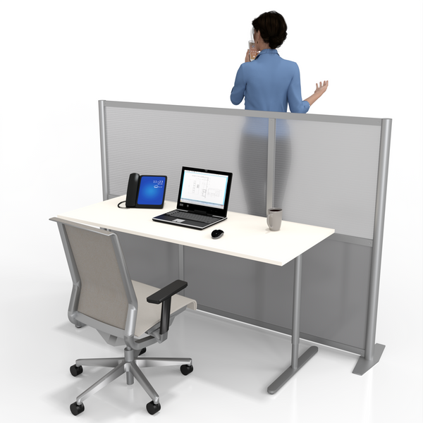 75" wide x 51" high Modern Office Partition Desk Divider - Gray & Translucent - Model SW8451-2