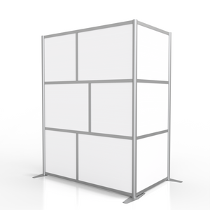 60"L x 35"W x 75" high -  L-Shaped Office Partition, White Panels