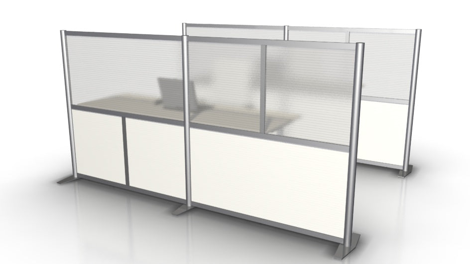100" wide by 51" tall Modern Office Room Partition White & Translucent
