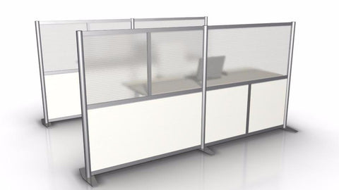 100" wide by 51" tall Modern Office Partition White & Translucent
