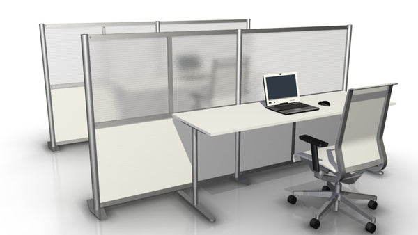 100" wide by 51" tall Modern Desk Privacy Partition White & Translucent