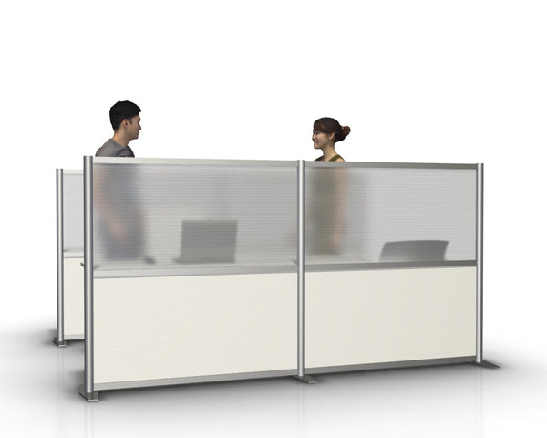 51" high x 100" wide modern translucent office partition