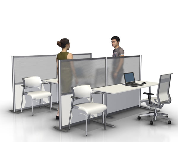 51" high x 100" wide modern translucent office partition