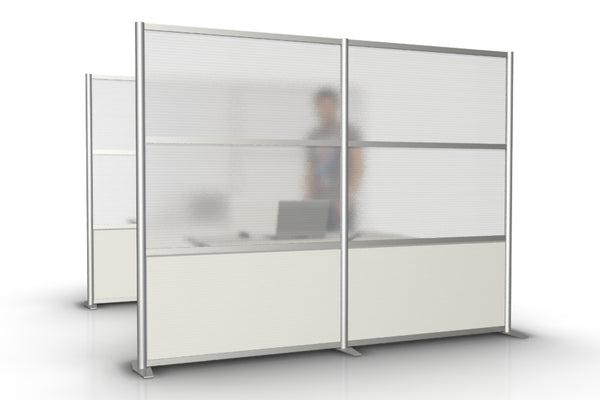 100" wide by 75" tall Modern Office Divider Wall, White & Translucent