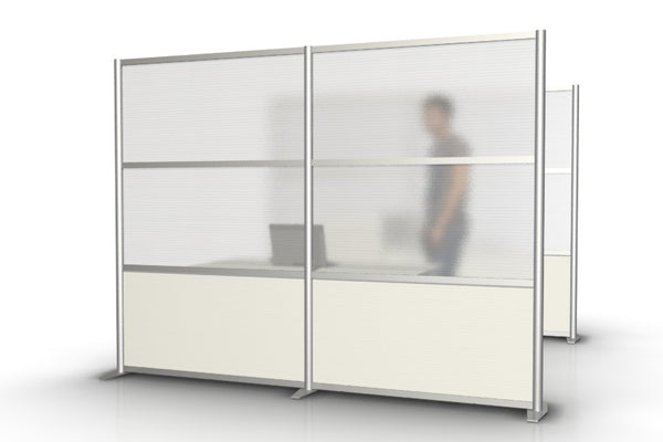 100" wide by 75" tall Modern Office Divider Wall, White & Translucent