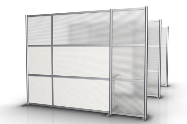 100" wide by 75" tall Modern Office Partition White & Translucent