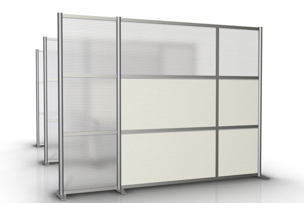100" wide by 75" tall Modern Office Partition White & Translucent