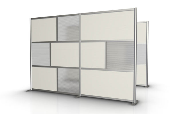 108" wide x 75" high Room Divider, Hammered & White Translucent Panels