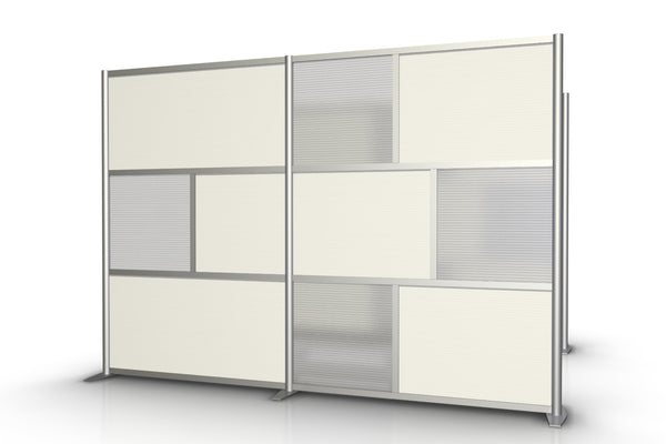 108" wide x 75" high Room Divider, Hammered & White Translucent Panels