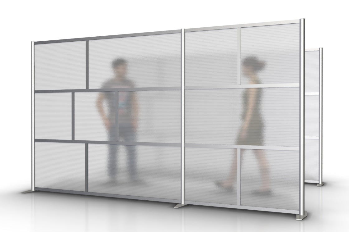 133" wide by 75" tall modern office room partition wall with translucent panels