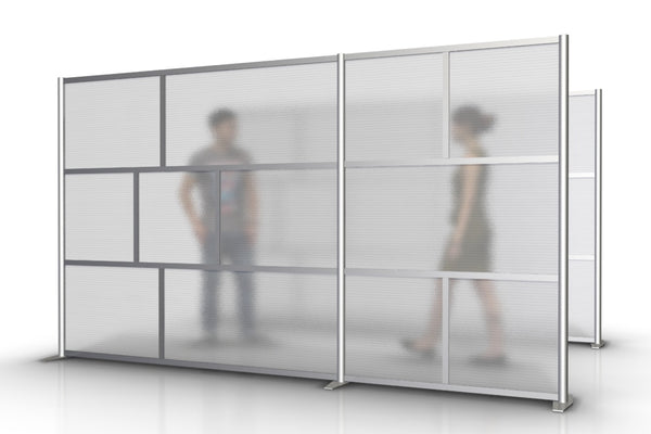 133" wide by 75" tall modern office room partition wall with translucent panels