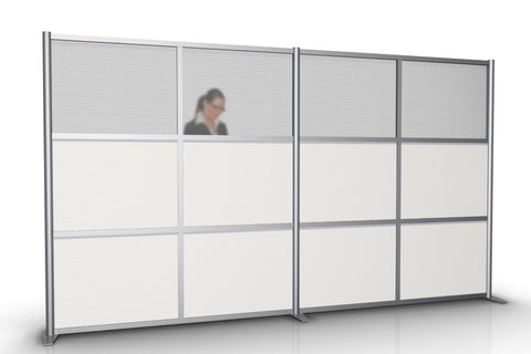 Modern Office Partition Wall - 133" x 75" High, White & Translucent Panels