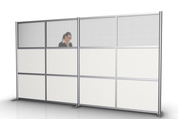 Modern Office Partition Wall - 133" x 75", White & Translucent Panels