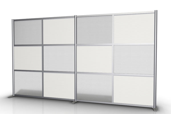 Modern Room Partition Wall - 133"w x 75"h, White & Translucent Panels