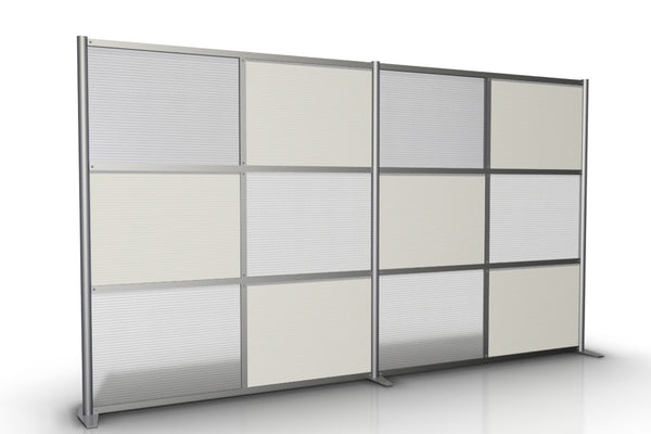 Modern Room Partition Wall - 133" x 75" High, White & Translucent Panels