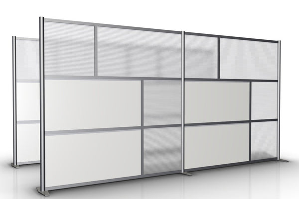 148 inch wide x 75" high Modern Office Partition White & Translucent Panels