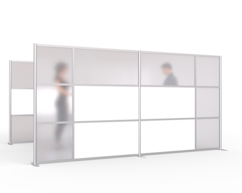 148 inch wide x 75" high Modern Office Partition White & Translucent Panels