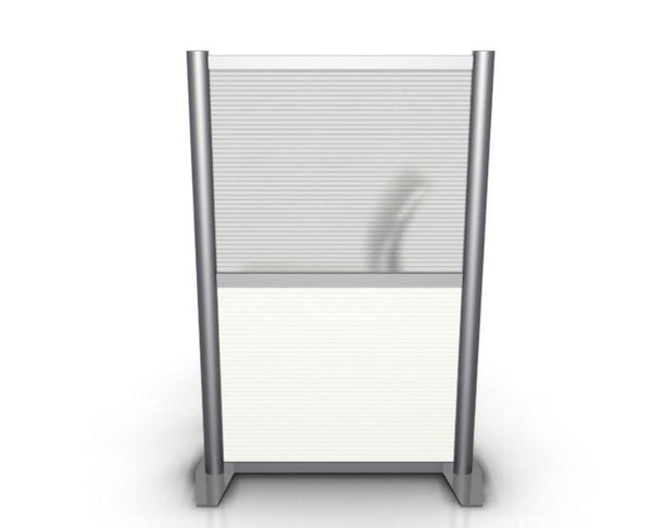 27" wide x 51" high White Opaque & Translucent Office Partition