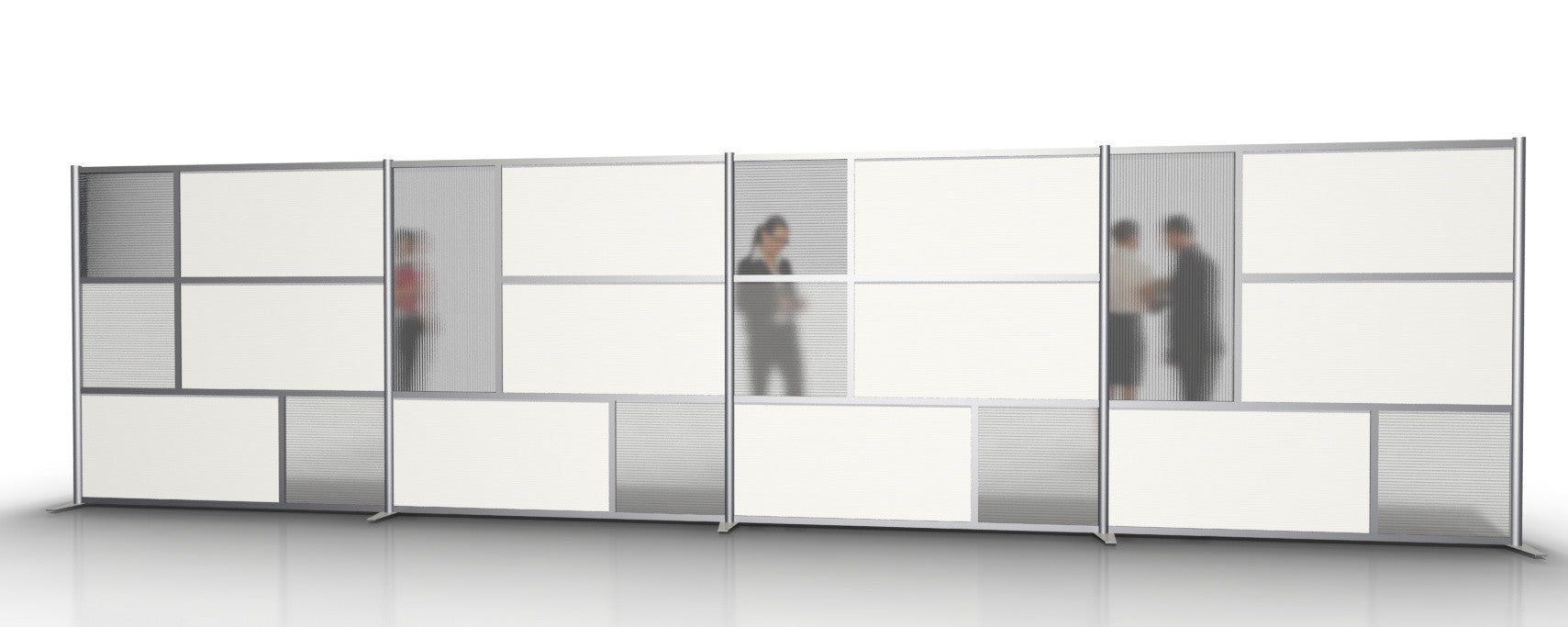 294" wide x 75" high Office Partition Room Divider, Translucent & White Panels