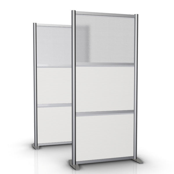 35" wide x 75" high Office Partition Desk Divider, White & Translucent Panels