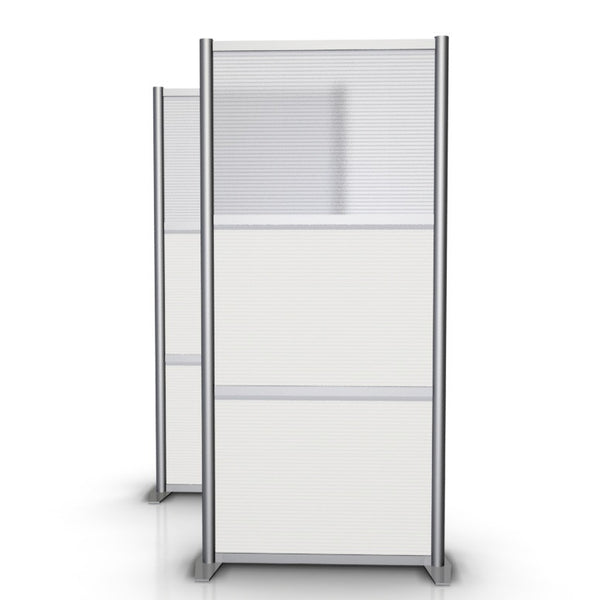 35" wide x 75" high Office Partition Desk Divider, White & Translucent Panels