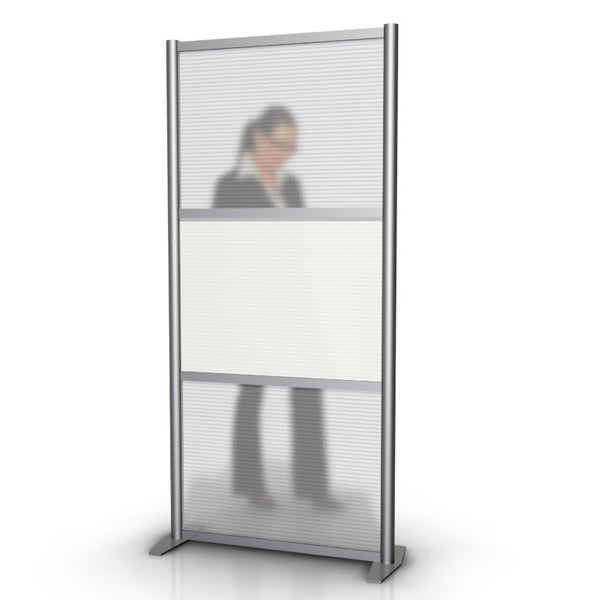 35" wide x 75" high Room Partition, White & Translucent Panels