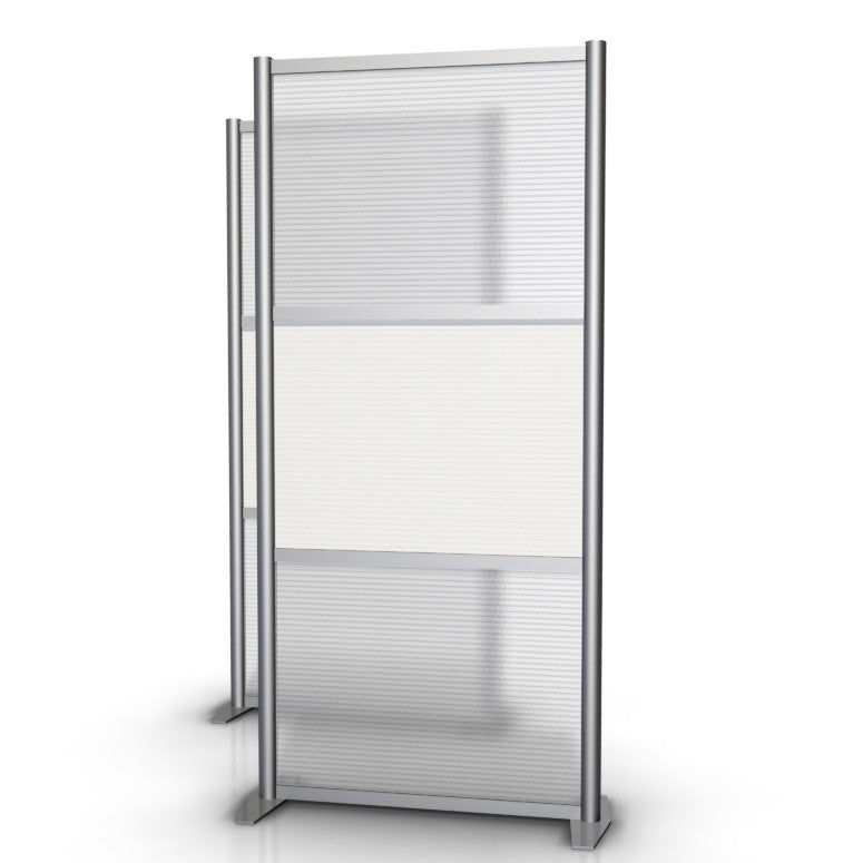 35" wide x 75" high Room Partition, White & Translucent Panels