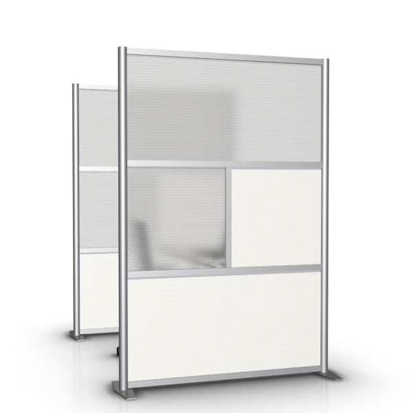 Modern Office Partition 51 inch wide by 75 inch high model # SW5175-2, White & Translucent